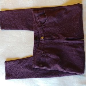 Dear John Purple Pattern Skinny Leg Pants, Sz 31